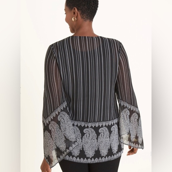 Chico’s Batik Stripe And Paisley Surplice Top Sz 3 (XL) - Picture 3 of 9